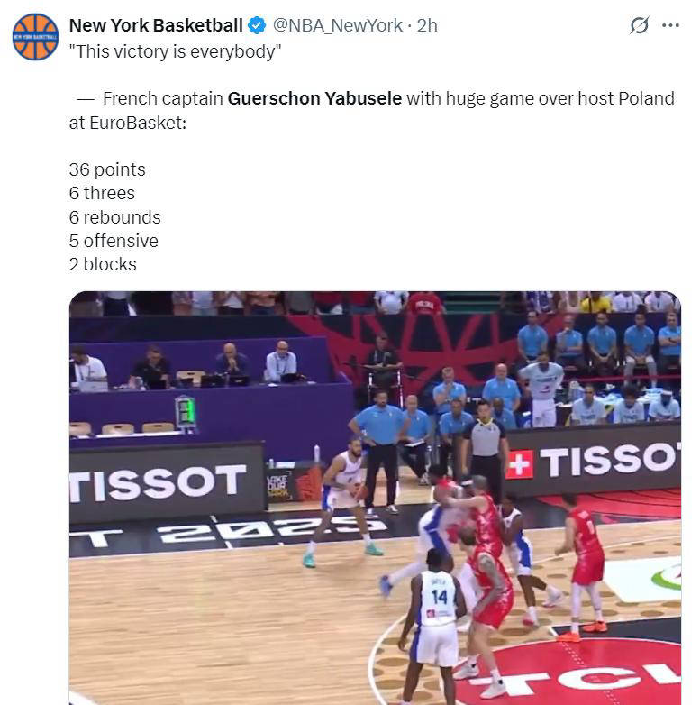 尼克斯逆转夺胜，维兰纽32分领衔